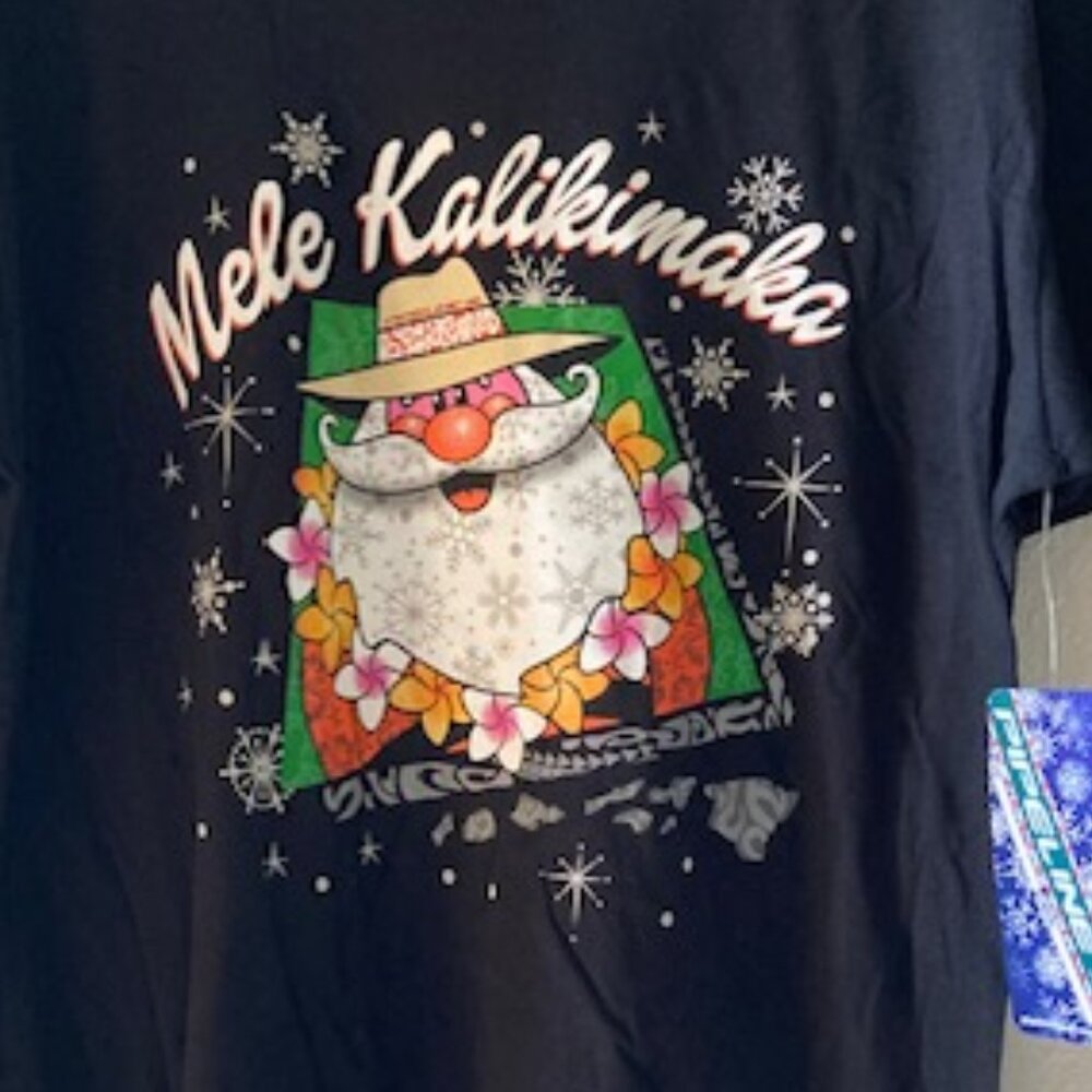 HAWAIIAN MELE KALIKIMAKA SHIRT MERRY CHRISTMAS ALOHA SANTA LEI PUA YOUTH LARGE